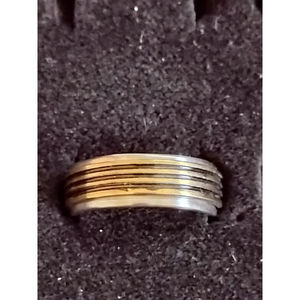 Brand New Silver Gold & Black Stainless Steel Spinner Ring sz. 7 3/4